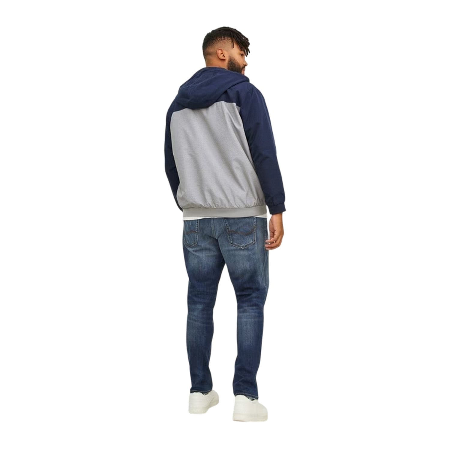 Navy Blazer - Back - Jack And Jones Mens Colour Block Hooded Bomber Jacket