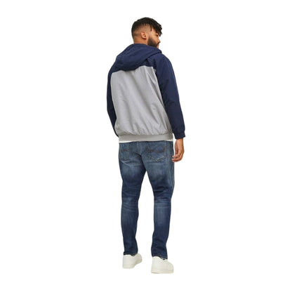 Navy Blazer - Back - Jack And Jones Mens Colour Block Hooded Bomber Jacket