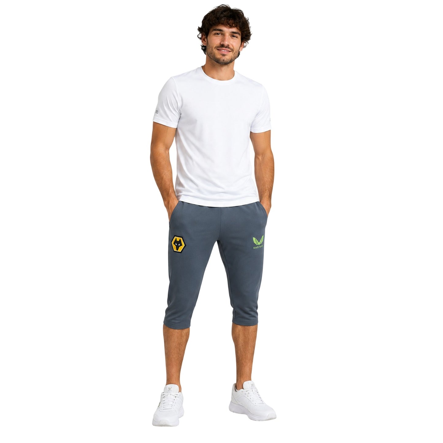 Charcoal-Black - Lifestyle - Castore Mens Wolves 3-4 Shorts