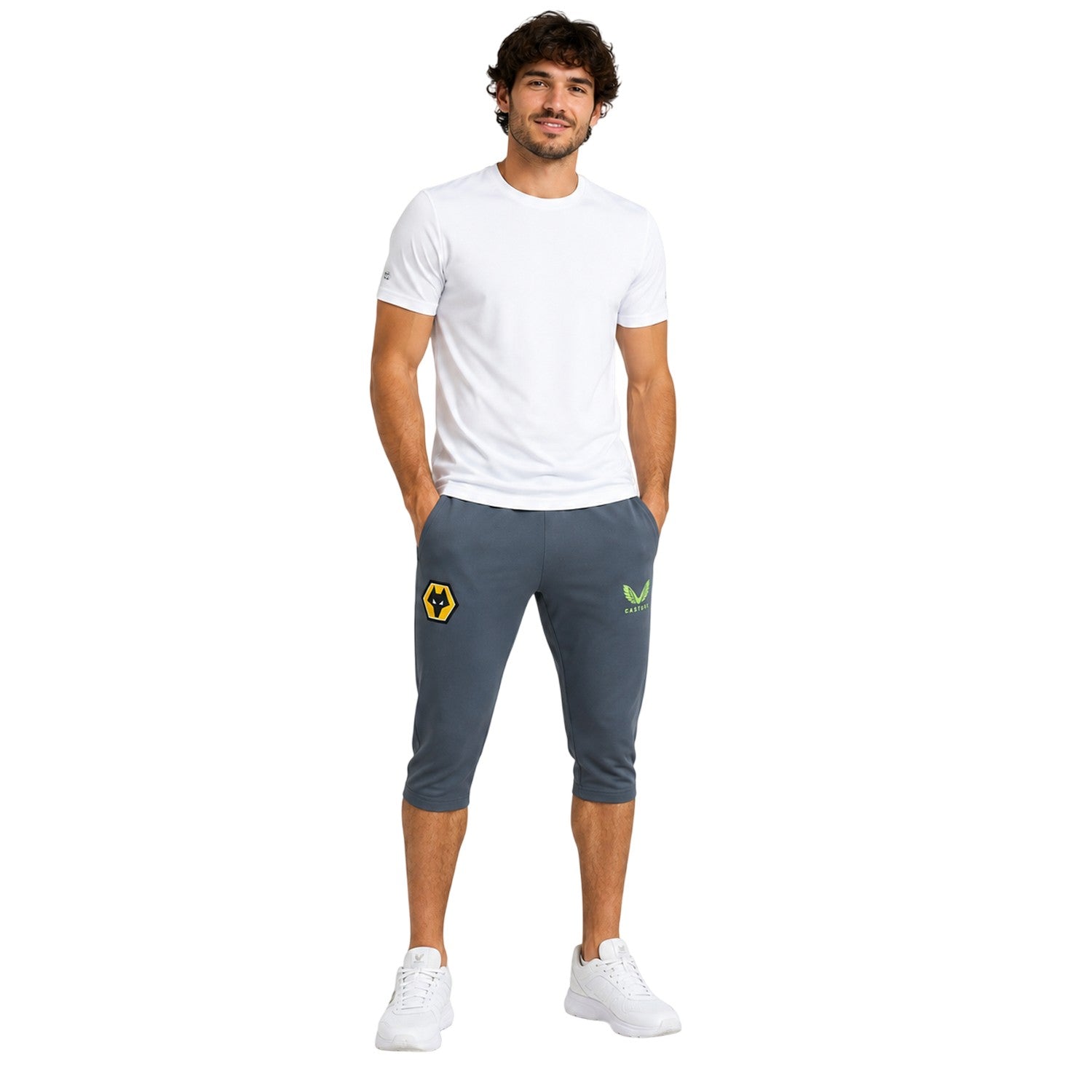 Charcoal-Black - Lifestyle - Castore Mens Wolves 3-4 Shorts