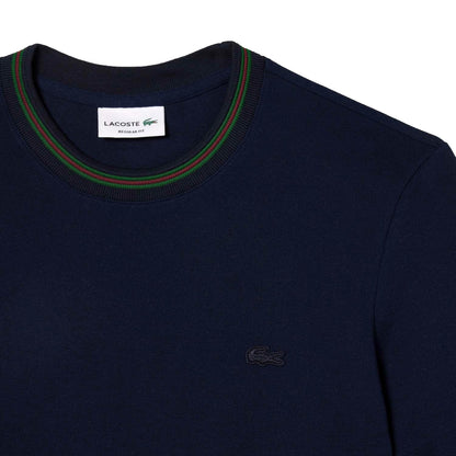 Blue - Back - Lacoste Mens Stripe Pique Stretch T-Shirt