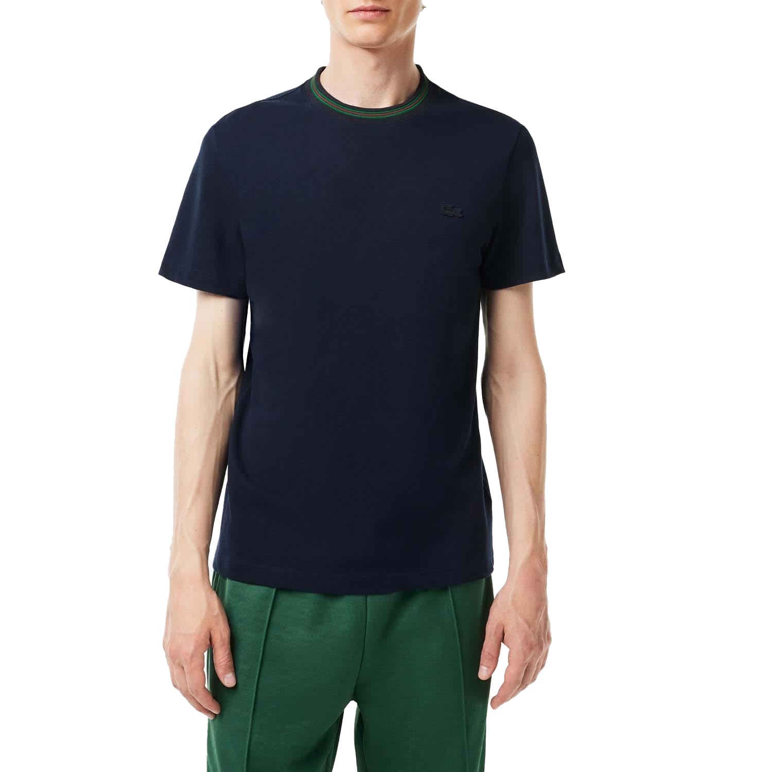 Blue - Lifestyle - Lacoste Mens Stripe Pique Stretch T-Shirt