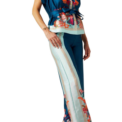 Blue - Side - Biba Womens-Ladies Lily Wide Leg Trousers