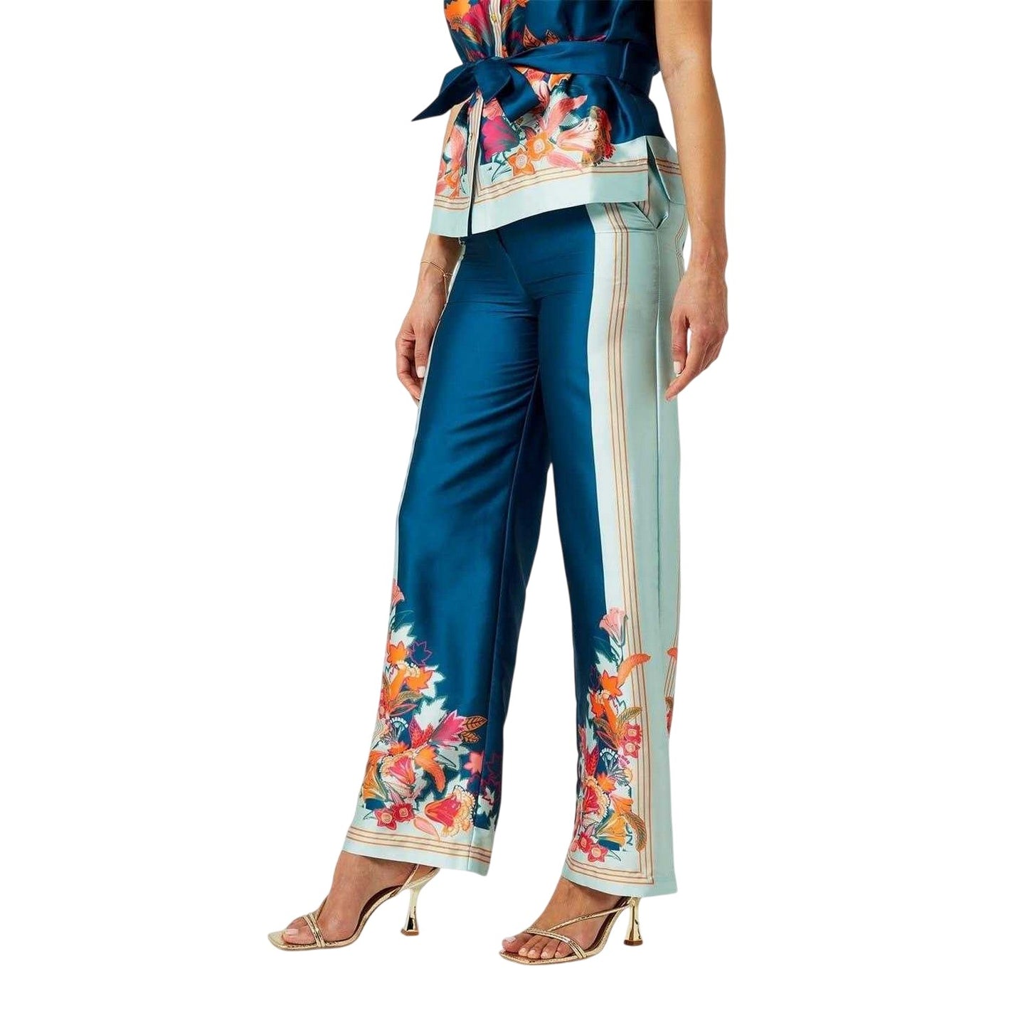 Blue - Lifestyle - Biba Womens-Ladies Lily Wide Leg Trousers