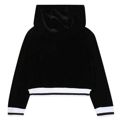 Black Melange - Back - Hugo Childrens-Kids Velour Cropped Jacket