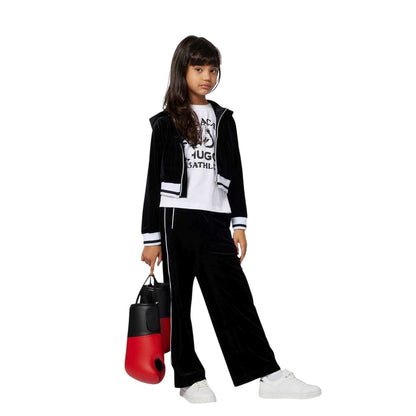 Black Melange - Lifestyle - Hugo Childrens-Kids Velour Cropped Jacket