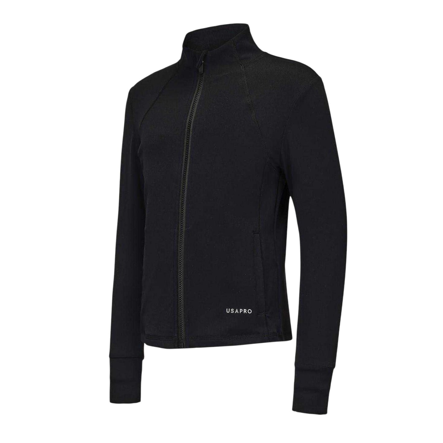 Black - Side - USA Pro Childrens-Kids Athletic Training Jacket