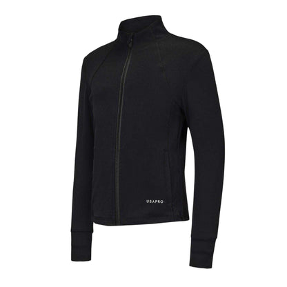 Black - Side - USA Pro Childrens-Kids Athletic Training Jacket