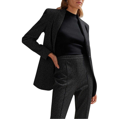 Black - Side - Boss Womens-Ladies Tubeka Textured Slim Trousers