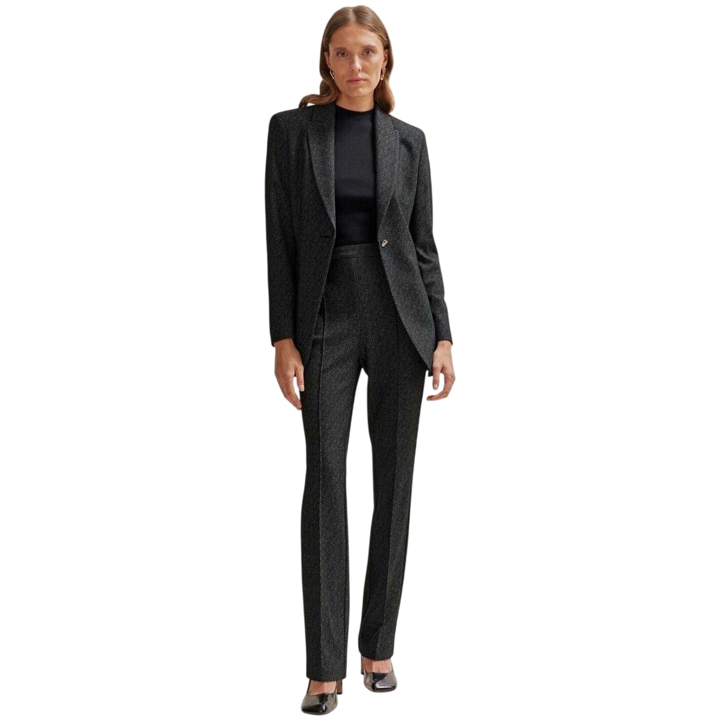 Black - Pack Shot - Boss Womens-Ladies Tubeka Textured Slim Trousers