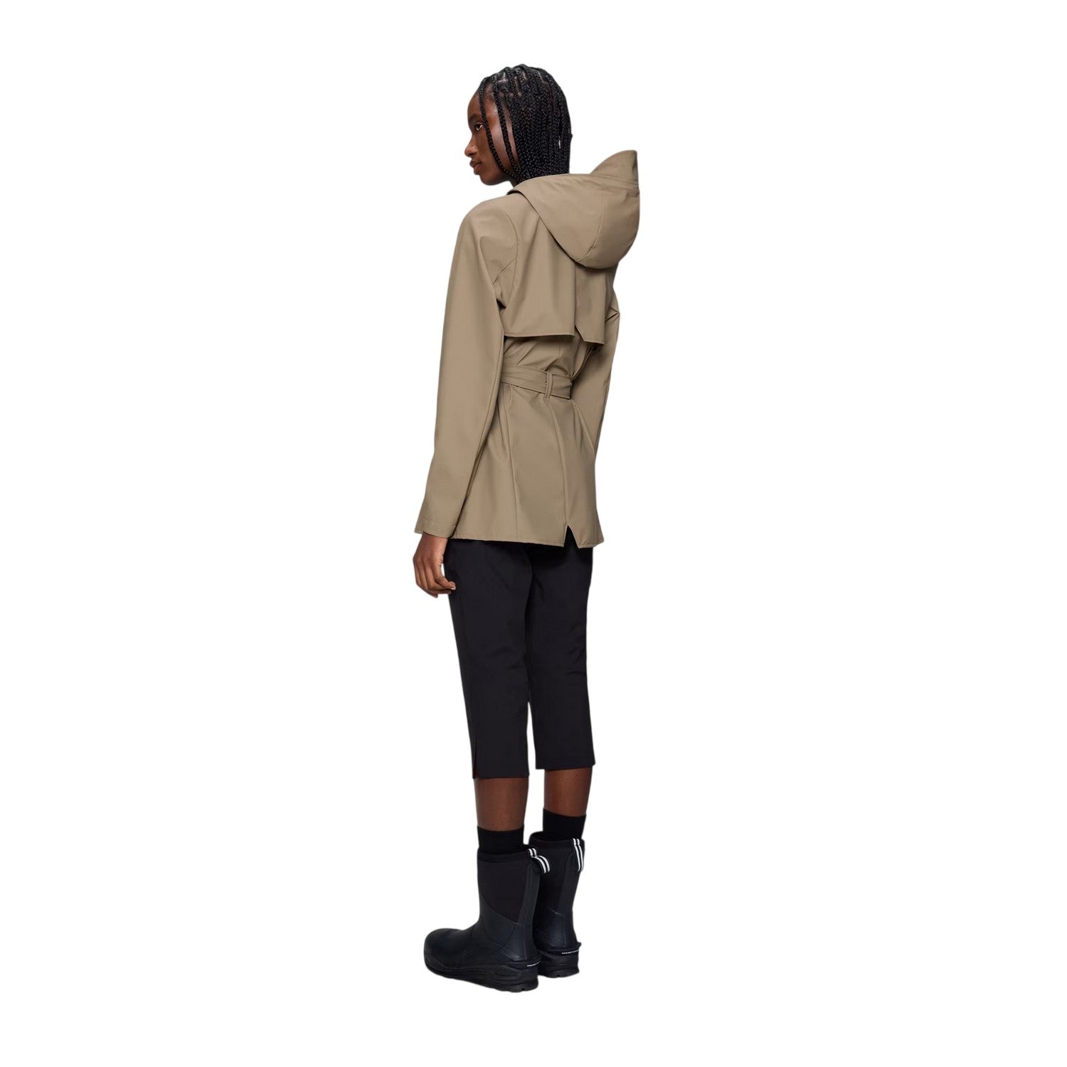 Beige - Back - Rains Womens-Ladies Curve Waterproof Jacket