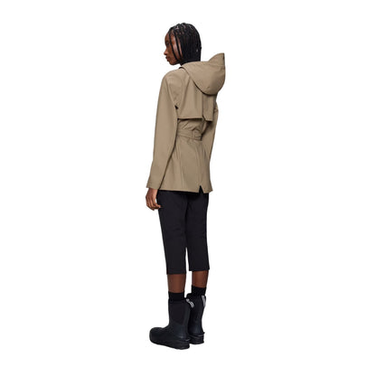 Beige - Back - Rains Womens-Ladies Curve Waterproof Jacket