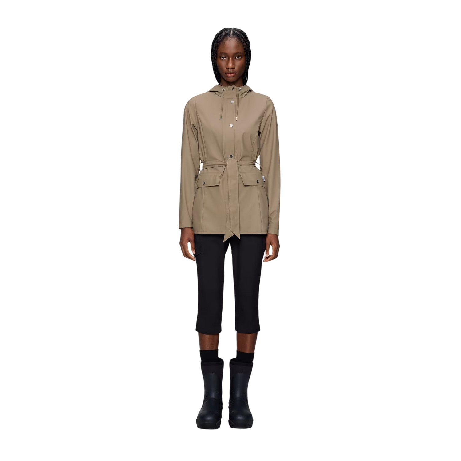 Beige - Lifestyle - Rains Womens-Ladies Curve Waterproof Jacket