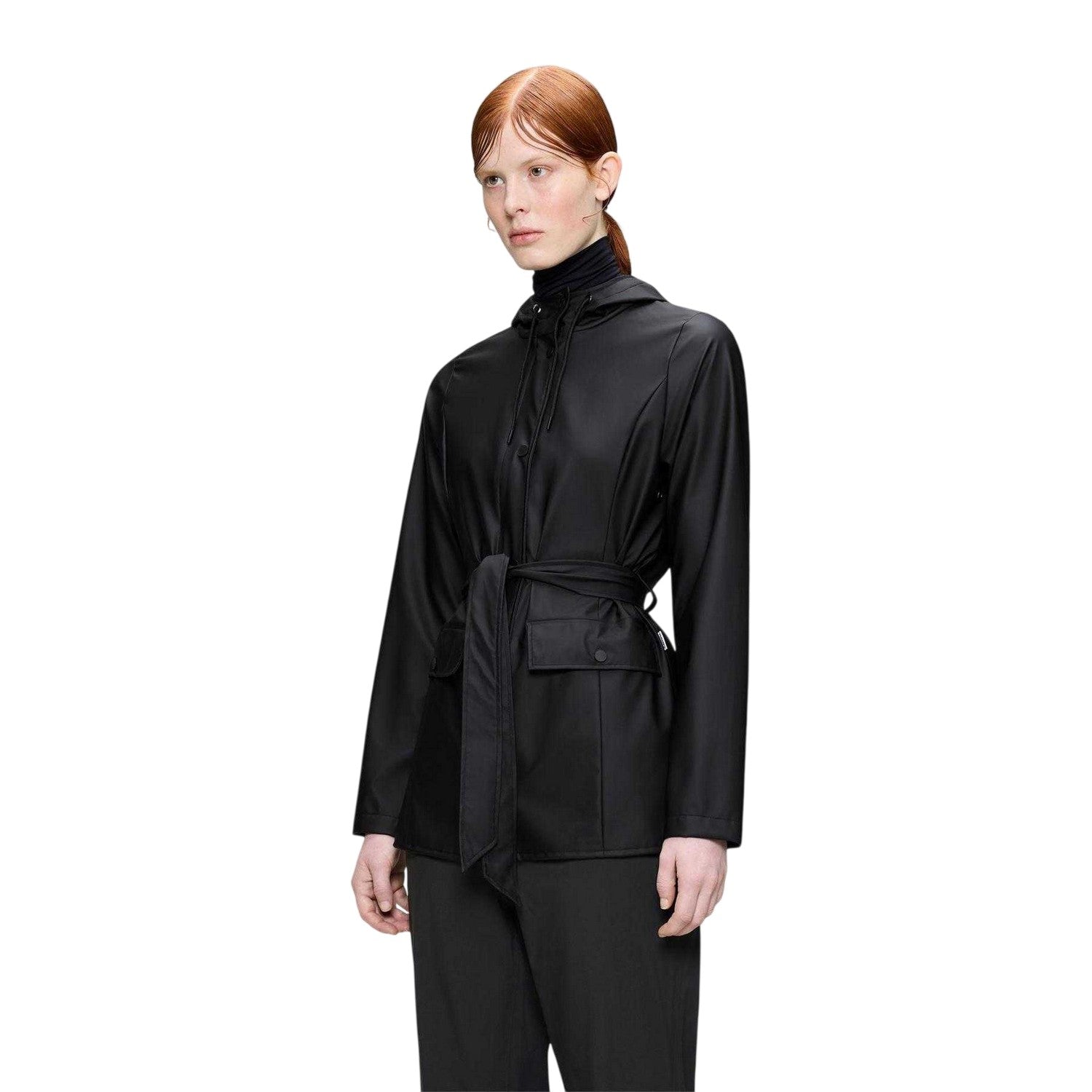 Black - Side - Rains Womens-Ladies Curve Waterproof Jacket