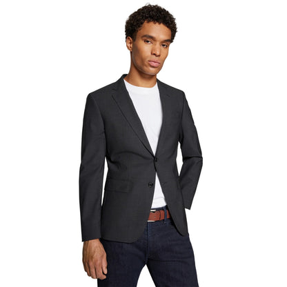 Dark Grey - Side - Boss Mens Lapel Collar Suit Jacket