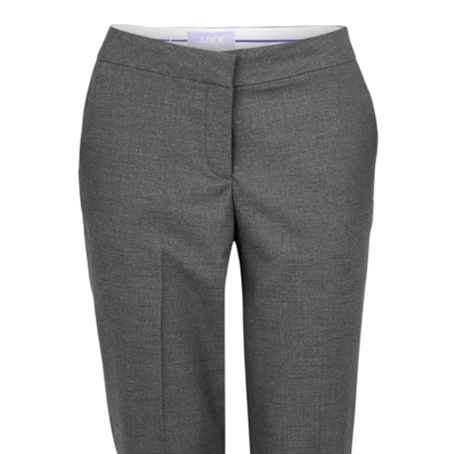 Grey Melange - Side - JJXX Womens-Ladies Straight Leg Trousers