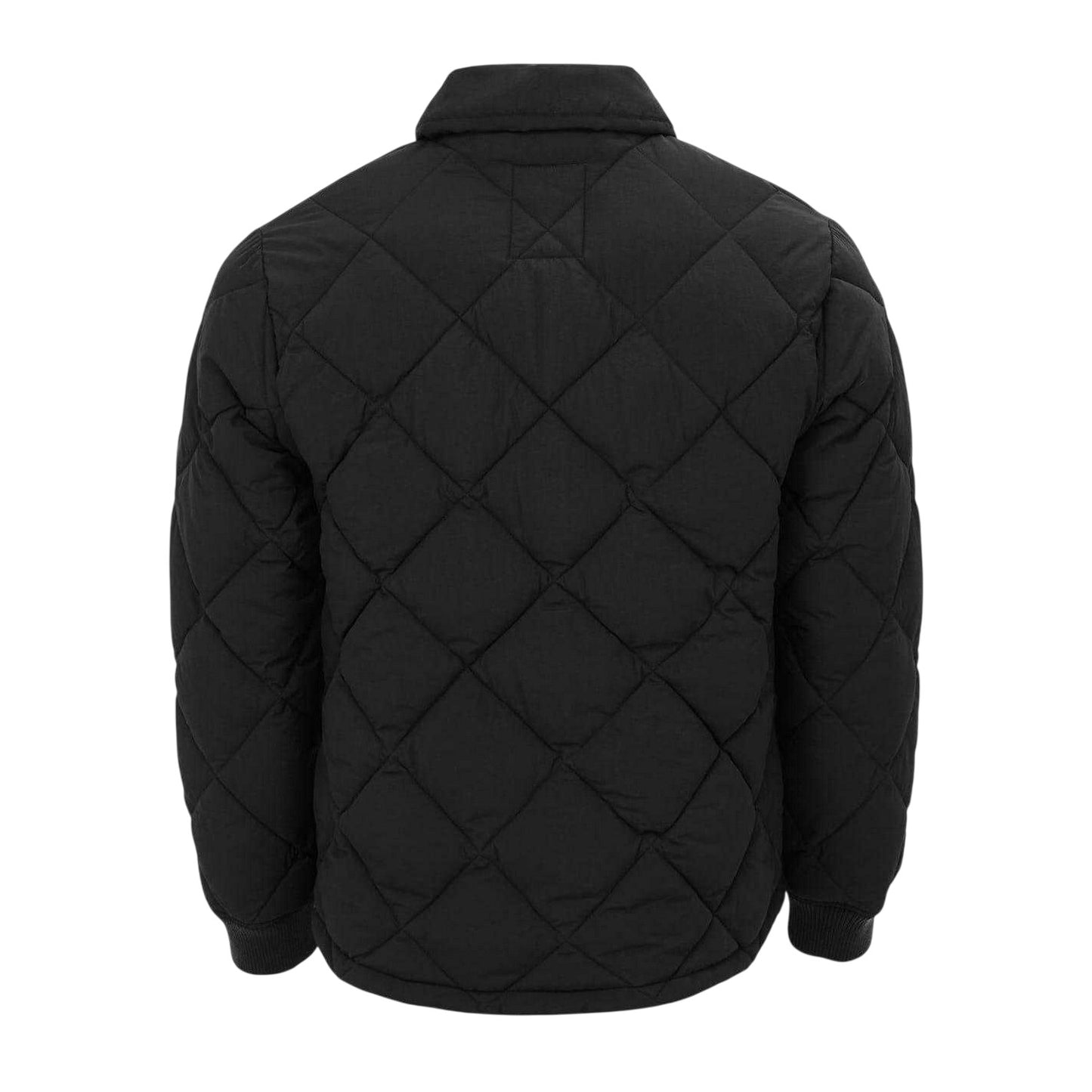 Black - Back - Firetrap Mens Quilted Button-Down Jacket