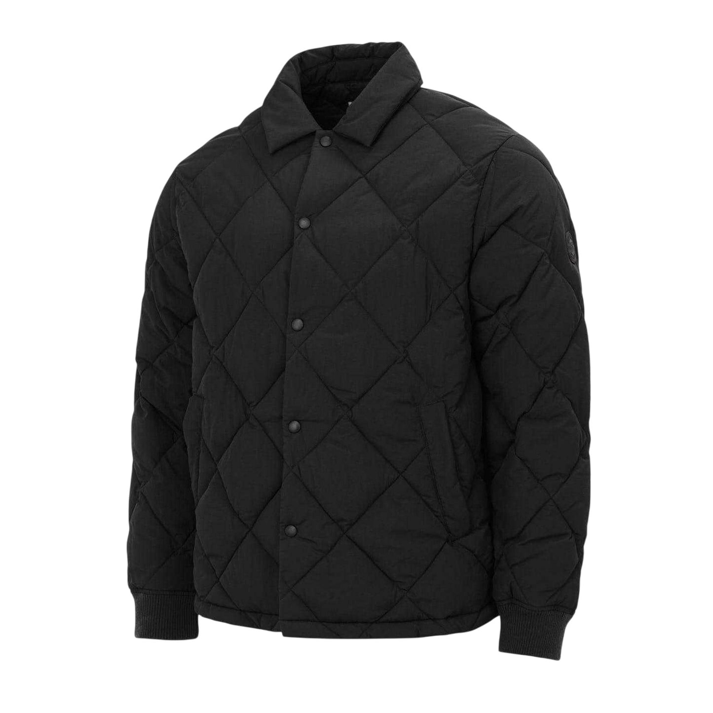 Black - Side - Firetrap Mens Quilted Button-Down Jacket