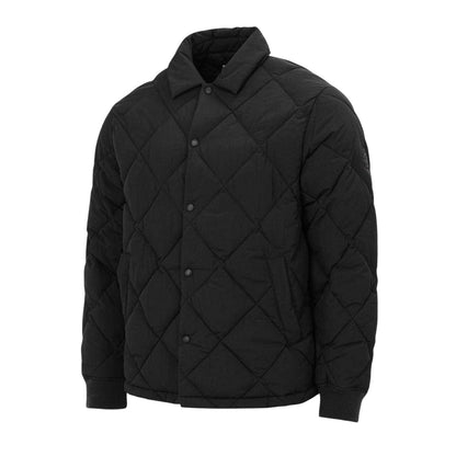 Black - Side - Firetrap Mens Quilted Button-Down Jacket