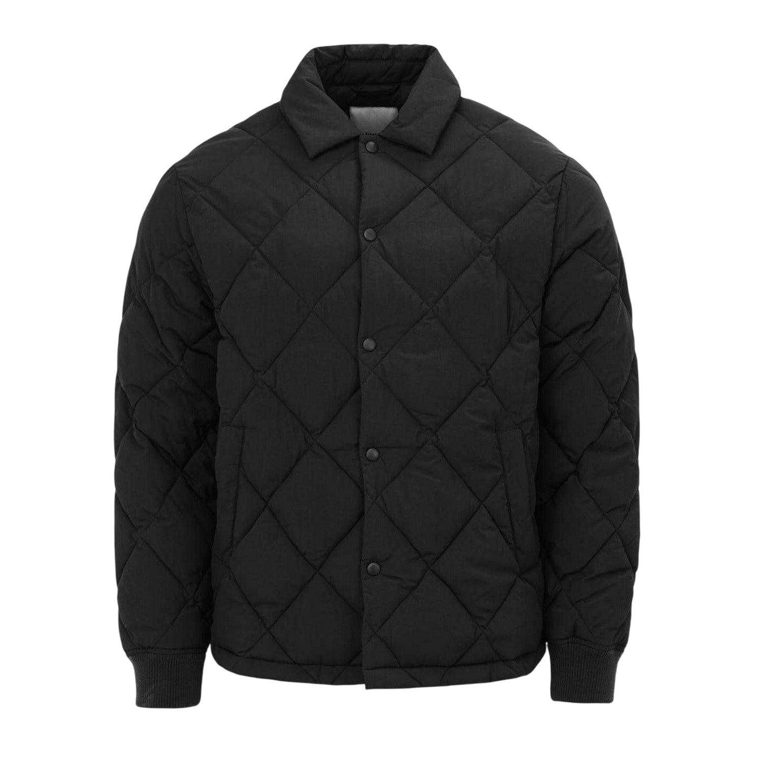 Black - Front - Firetrap Mens Quilted Button-Down Jacket