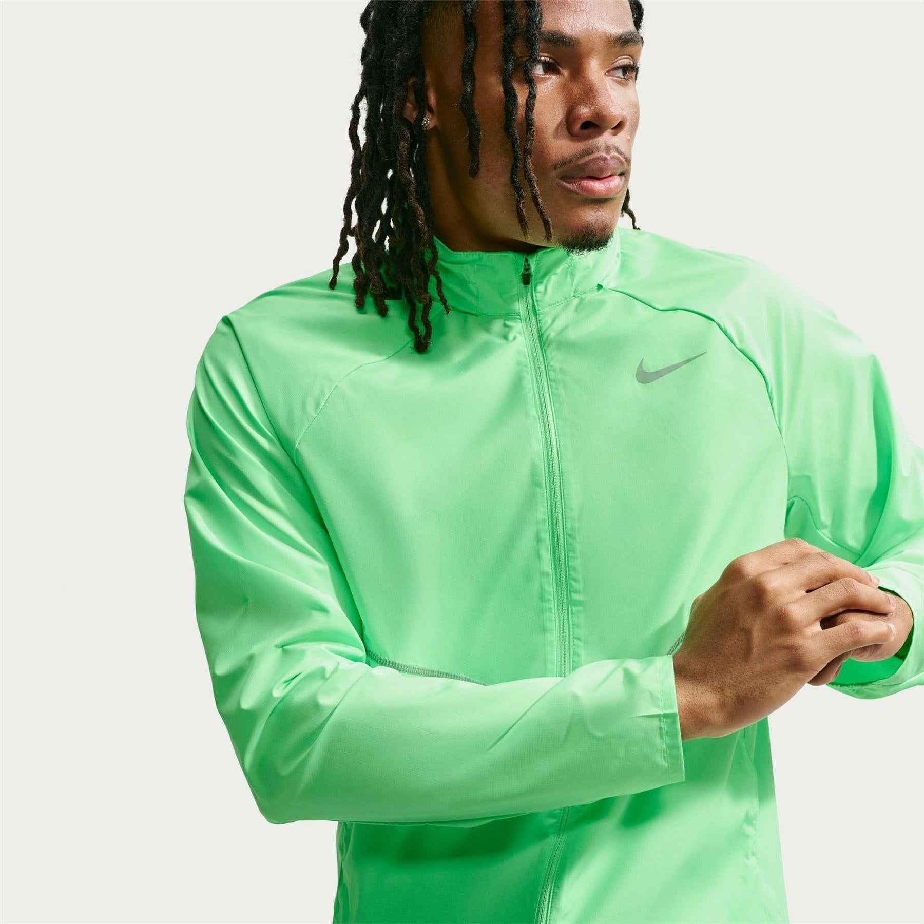Green-Silver - Side - Nike Mens Repel Miller Packable Jacket