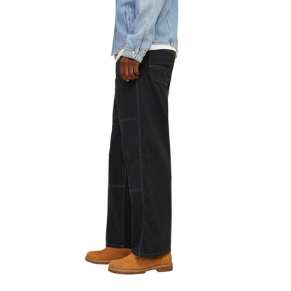 Black - Side - Jack And Jones Mens Owen Wide Leg Trousers