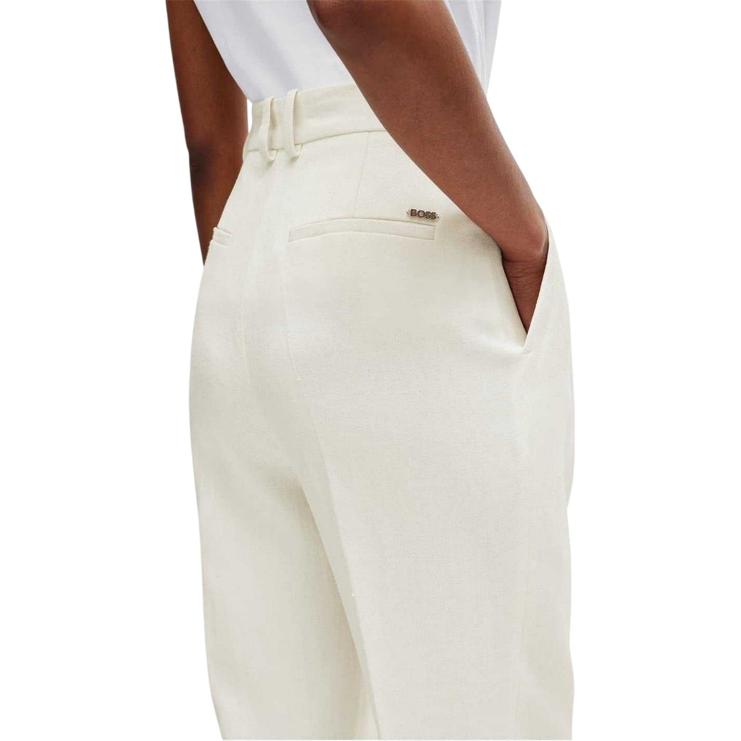 White - Side - Boss Womens-Ladies Tefike Trousers