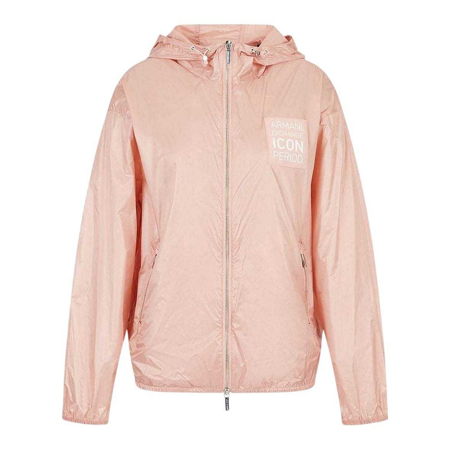 Pink - Front - Armani Exchange Womens-Ladies Logo Full Zip Jacket