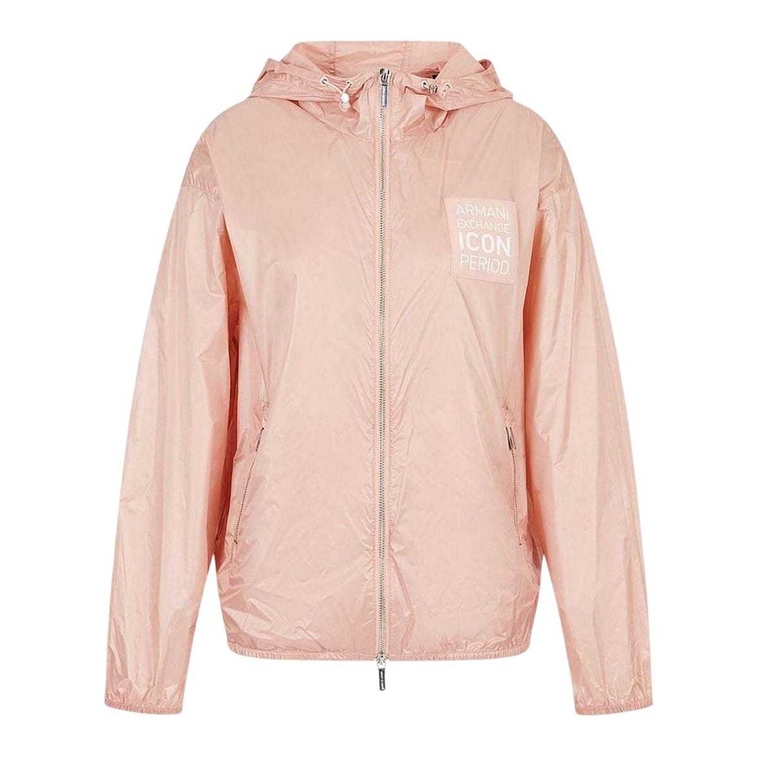 Pink - Front - Armani Exchange Womens-Ladies Logo Full Zip Jacket