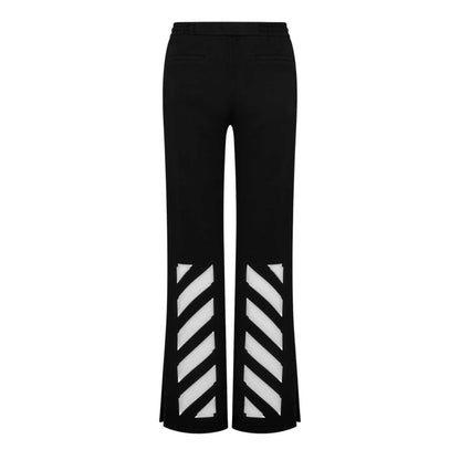 White-Black - Back - Off White Womens-Ladies Diagonal Logo Wide Leg Joggers