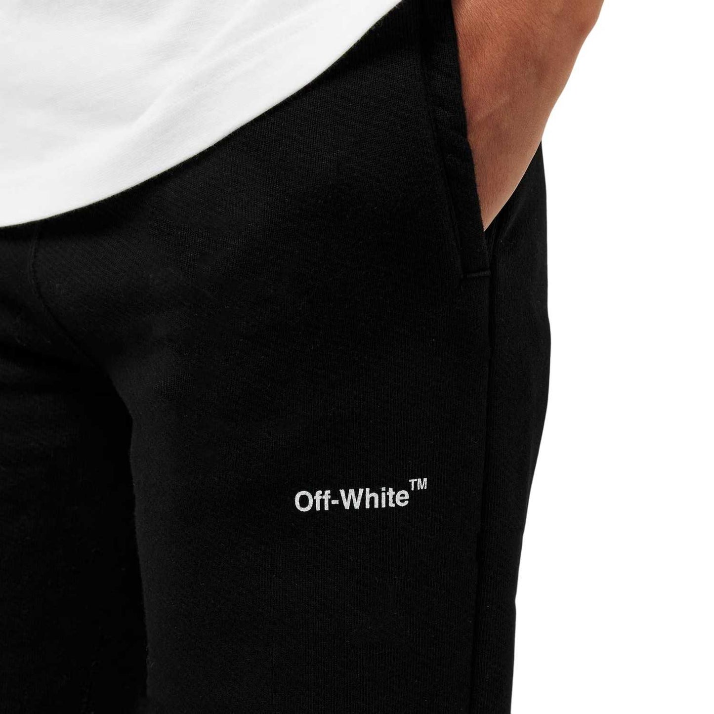 White-Black - Side - Off White Womens-Ladies Diagonal Logo Wide Leg Joggers