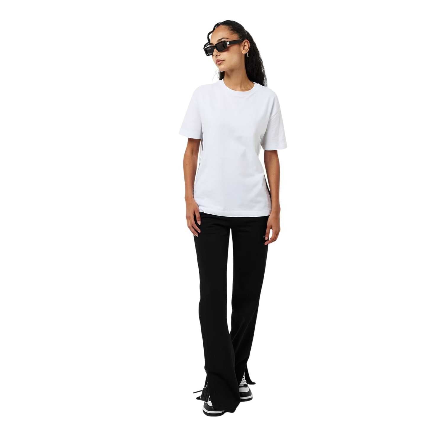 White-Black - Pack Shot - Off White Womens-Ladies Diagonal Logo Wide Leg Joggers