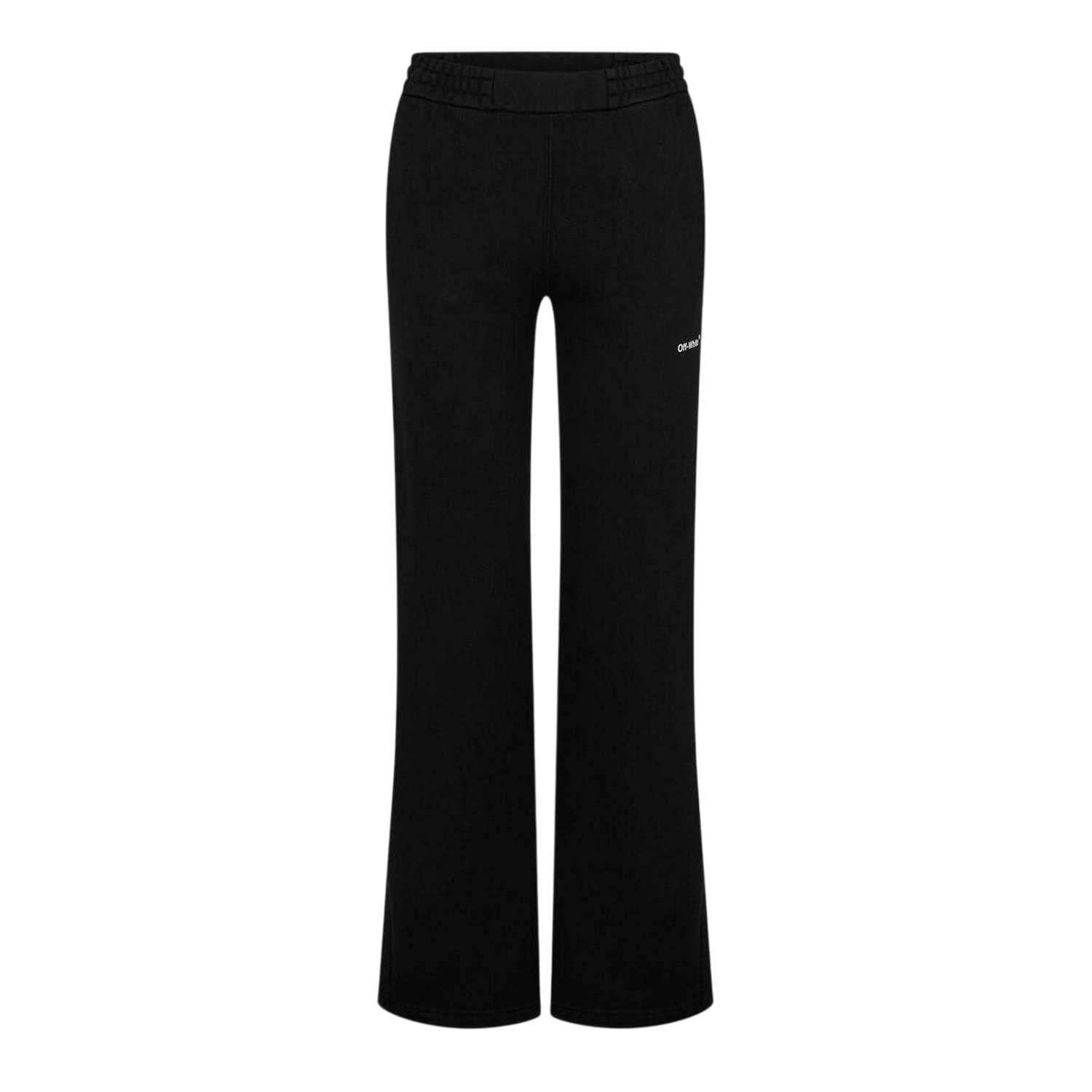 White-Black - Front - Off White Womens-Ladies Diagonal Logo Wide Leg Joggers