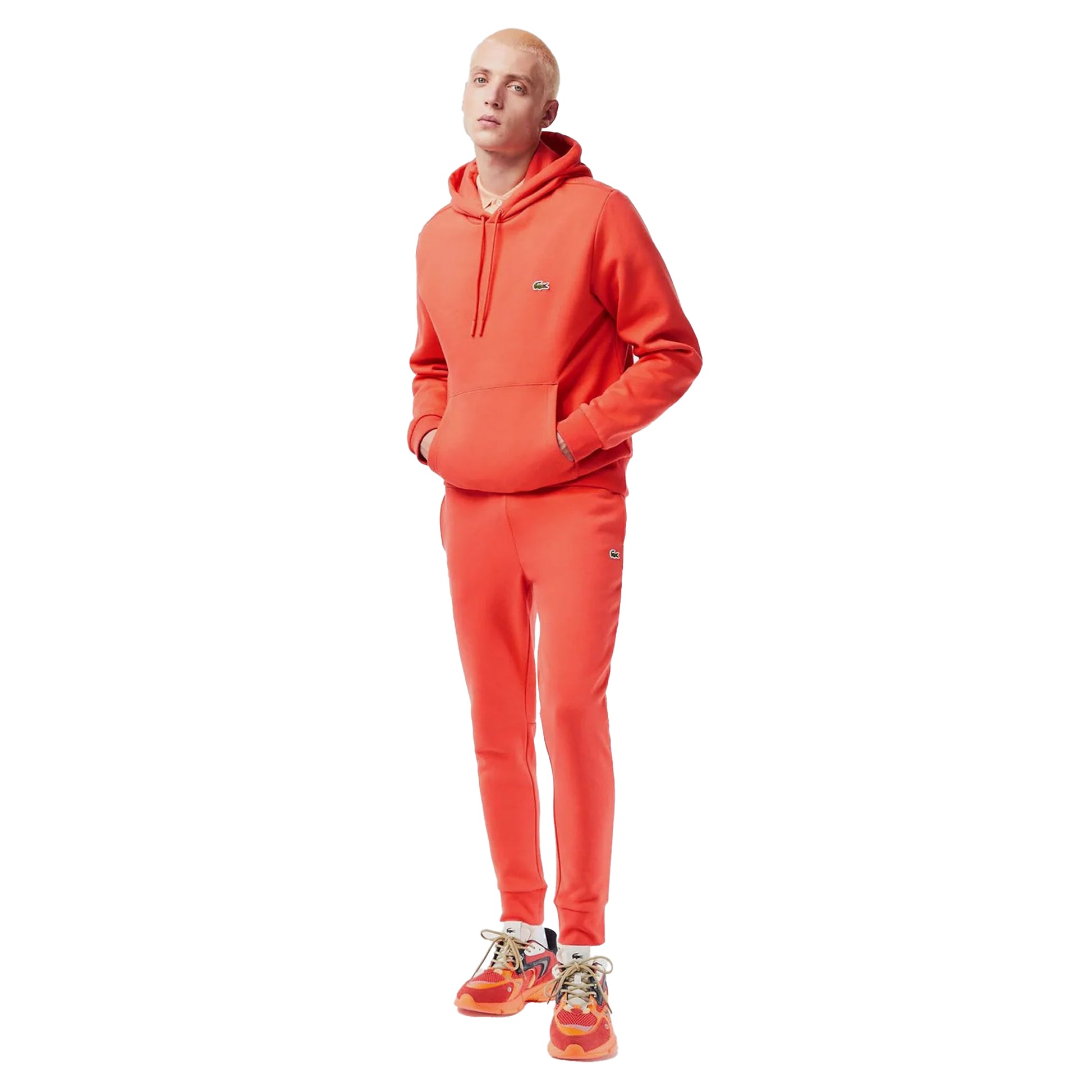 Red - Side - Lacoste Mens Organic Cotton Slim Jogging Bottoms