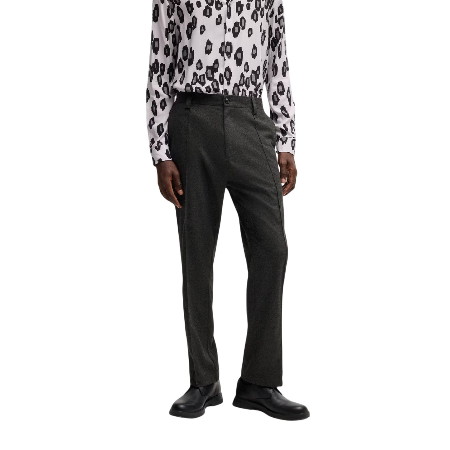 Grey - Side - Hugo Mens Tapered Trousers