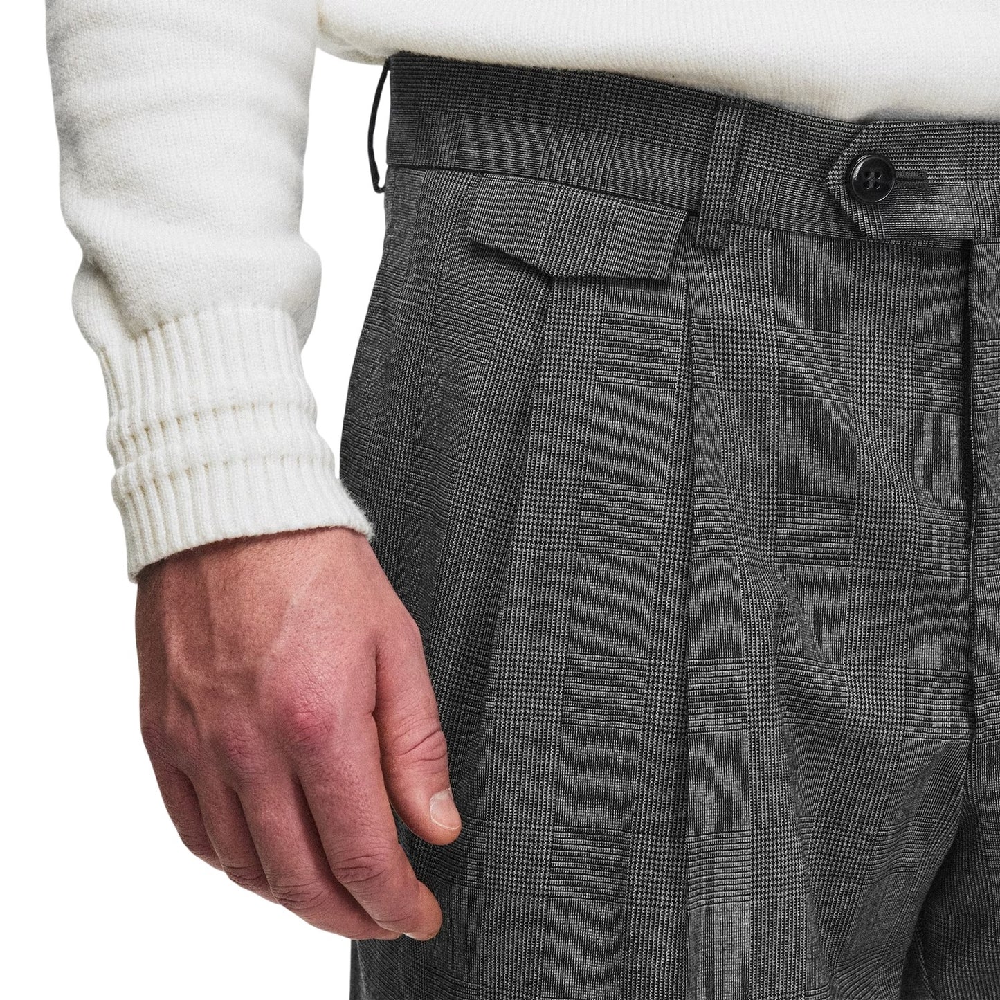 Silver - Side - Boss Mens Pleated Trousers