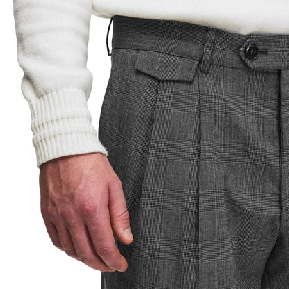Silver - Side - Boss Mens Pleated Trousers