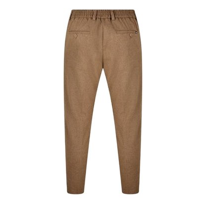 Medium Beige - Back - Boss Mens Genius Virgin Wool Regular Trousers