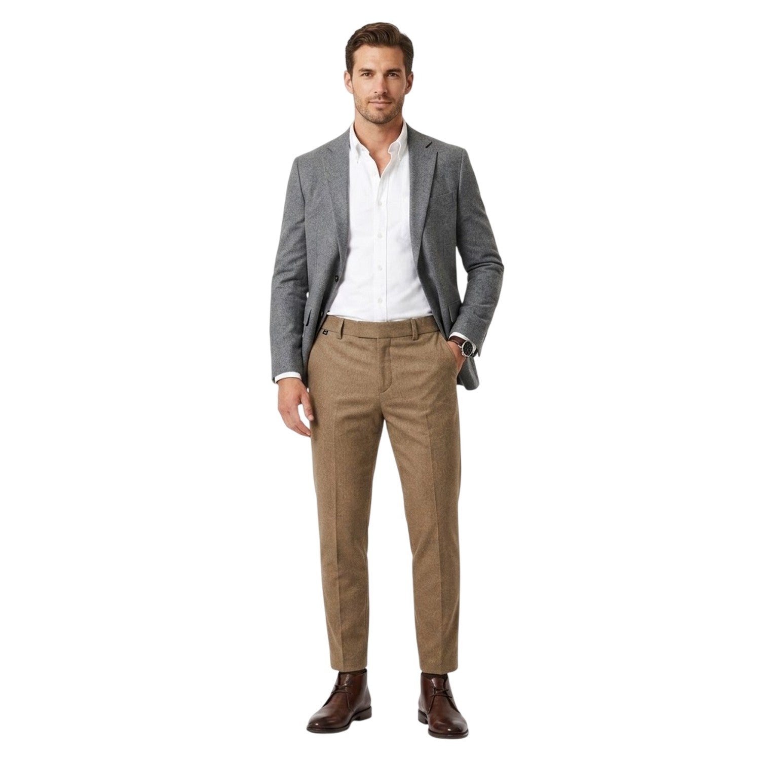 Medium Beige - Lifestyle - Boss Mens Genius Virgin Wool Regular Trousers