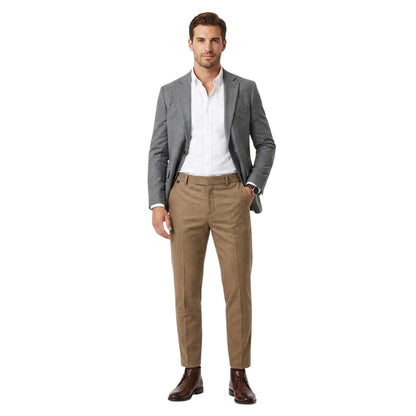 Medium Beige - Lifestyle - Boss Mens Genius Virgin Wool Regular Trousers