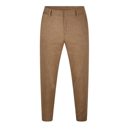 Medium Beige - Front - Boss Mens Genius Virgin Wool Regular Trousers