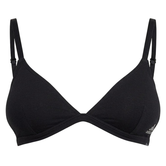 Black - Front - Adidas Womens-Ladies Cotton Triangle Cups Bralette
