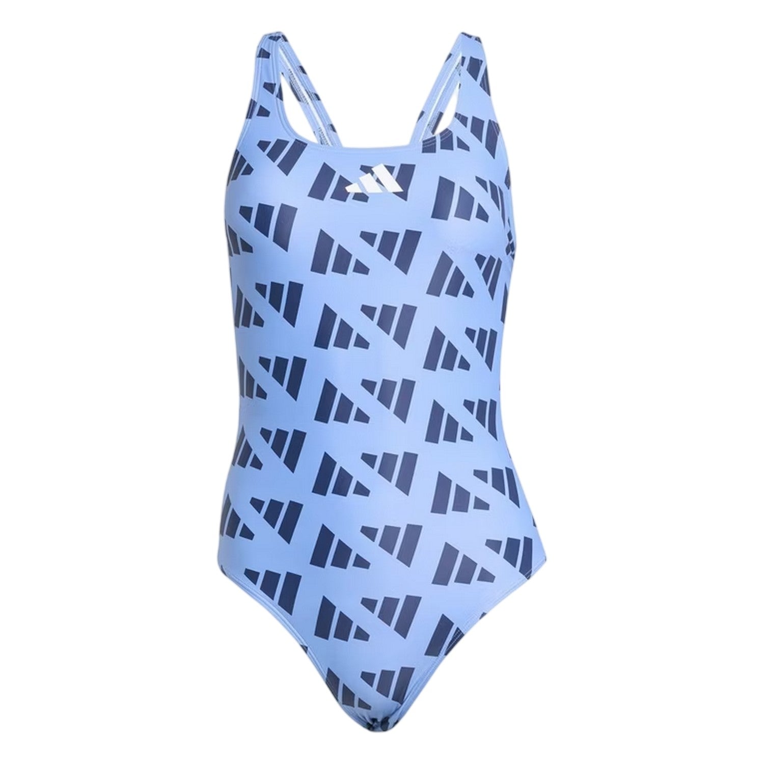 Blue - Front - Adidas Womens-Ladies All Over Logo One Piece Swimsuit