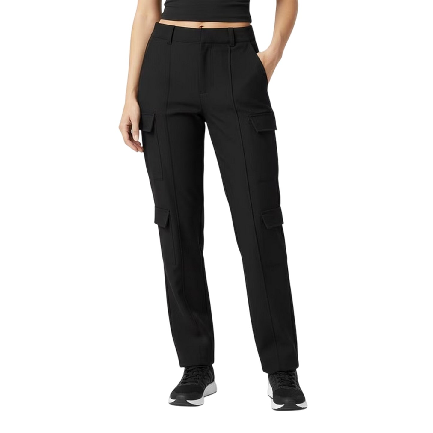 Black - Side - Jack Wills Womens-Ladies Plain Straight Leg Cargo Trousers