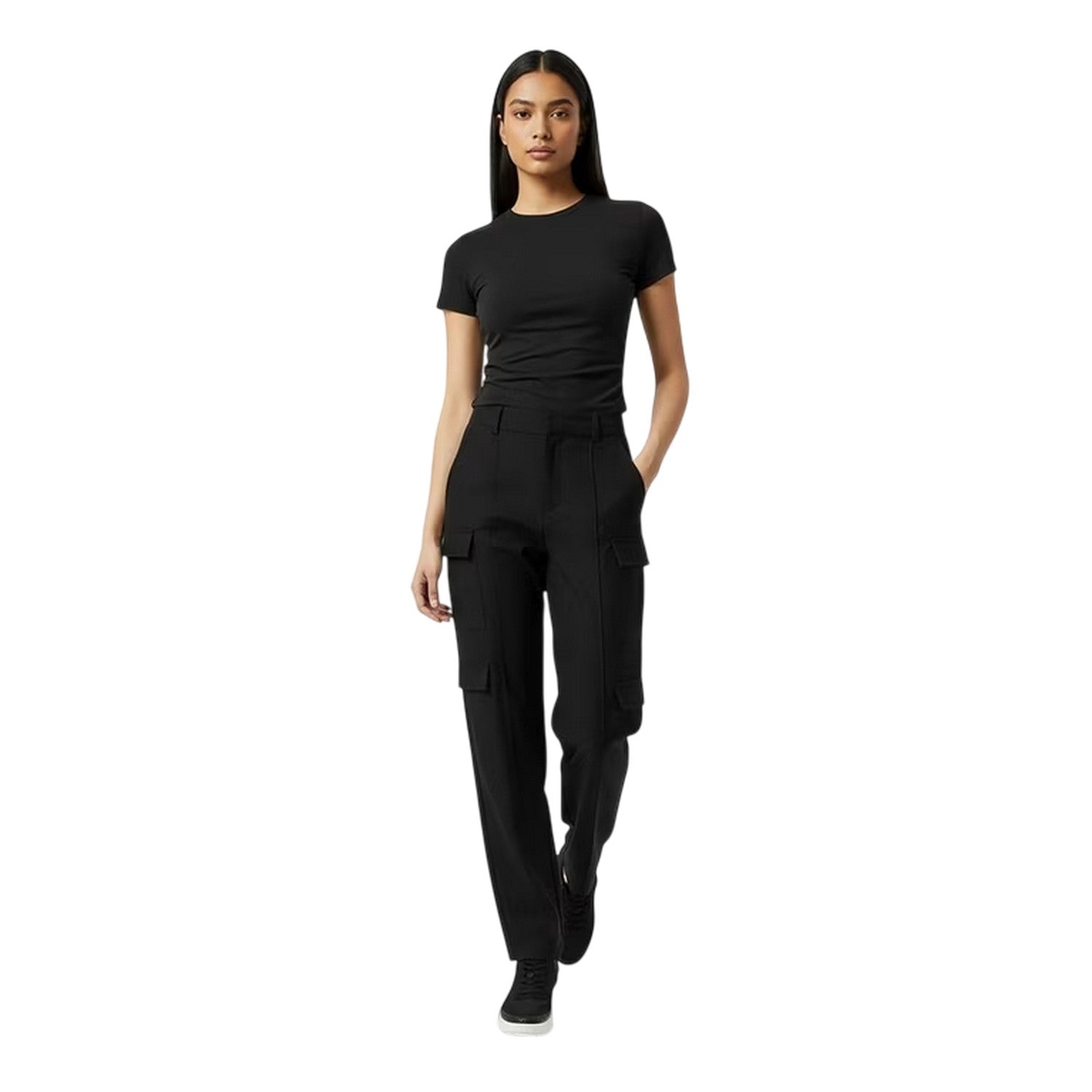 Black - Lifestyle - Jack Wills Womens-Ladies Plain Straight Leg Cargo Trousers