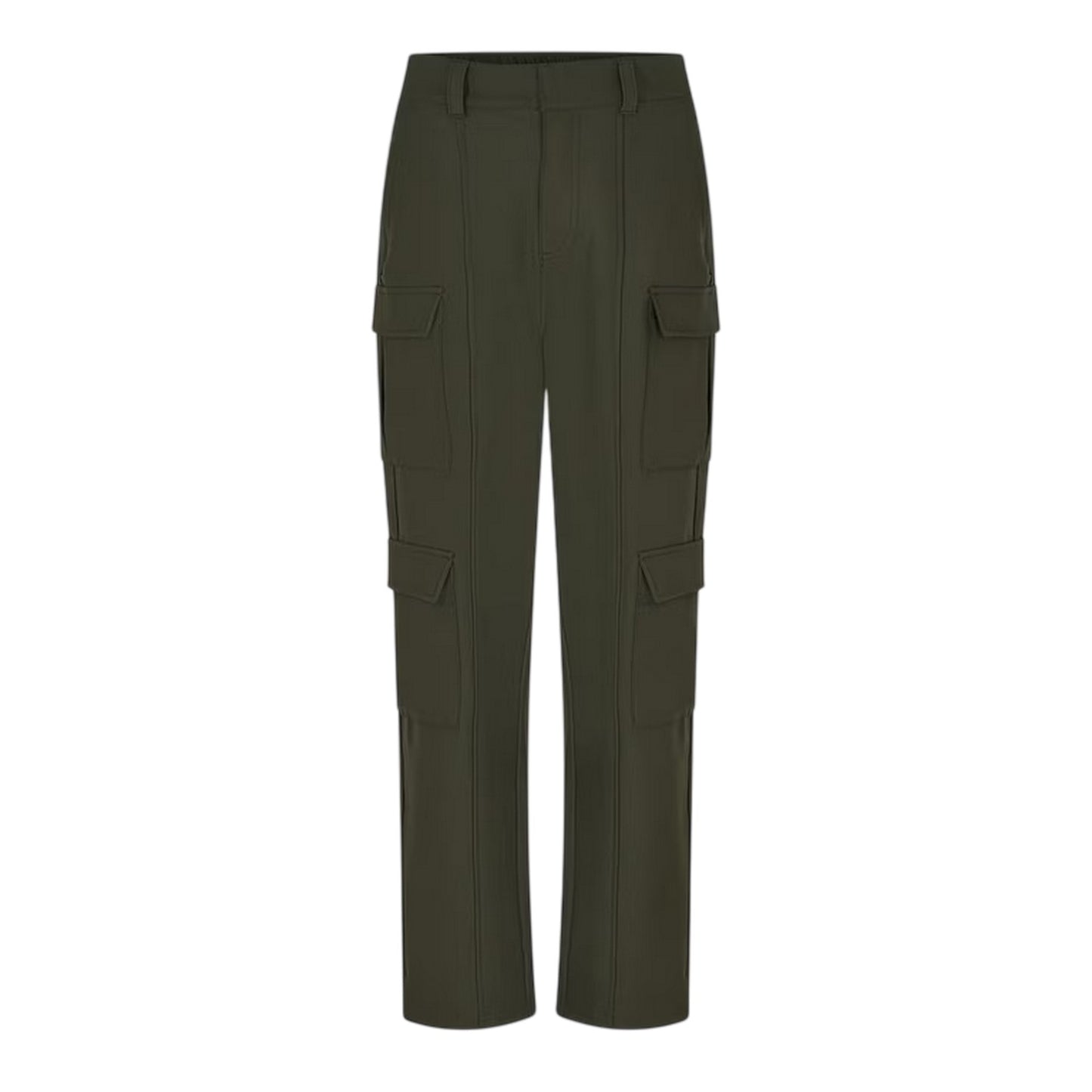 Khaki Green - Front - Jack Wills Womens-Ladies Plain Straight Leg Cargo Trousers