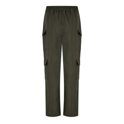 Khaki Green - Back - Jack Wills Womens-Ladies Plain Straight Leg Cargo Trousers