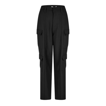 Black - Front - Jack Wills Womens-Ladies Plain Straight Leg Cargo Trousers