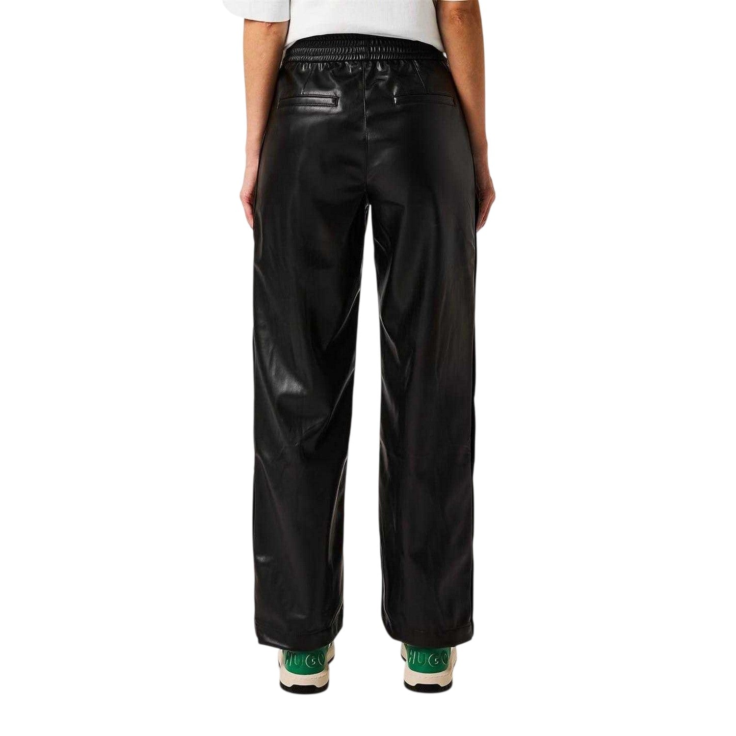 Black - Back - Hugo Womens-Ladies Popper Detail Relaxed Fit Tracksuit Bottoms