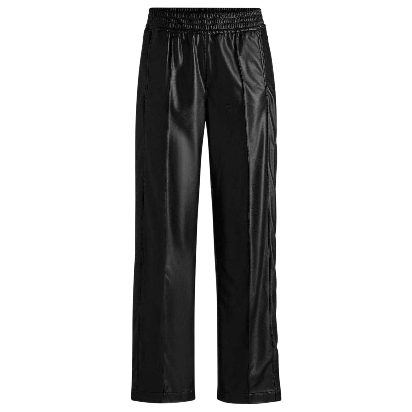 Black - Front - Hugo Womens-Ladies Popper Detail Relaxed Fit Tracksuit Bottoms